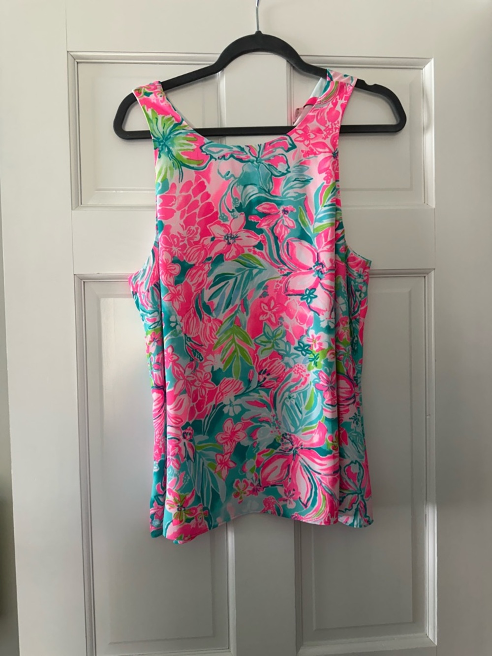 Floral Print Sleeveless Tank Top - Pink & Teal